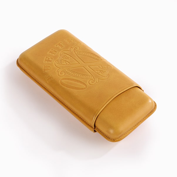 OXS SPANISH LEATHER 3-CIGAR CASE - EL CAMEL (YELLOW)