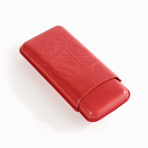 OXS SPANISH LEATHER 3-CIGAR CASE - EL ROJO (RED)