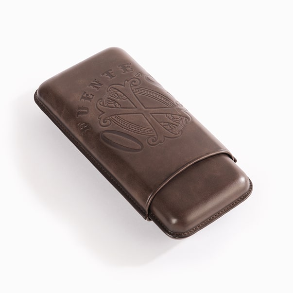 OXS SPANISH LEATHER 3-CIGAR CASE - CHOCOLATE (BROWN)